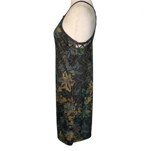 Prana Floral Halter Lattice Back Halter Style Built-In Bra Dress Like NEW! - Picture 7 of 8